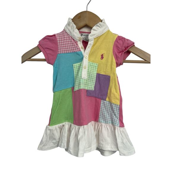 Ralph Lauren Patchwork Plaid Dress 9M Ruffle Madras - Picture 1 of 4